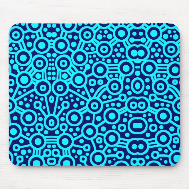 Alien Circuit II - Cyan on Dark Blue Mouse Mat (Front)