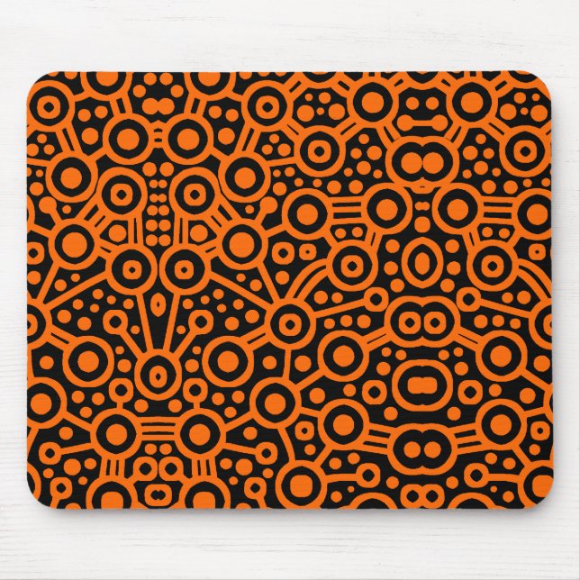 Alien Circuit II - Orange on Black Mouse Mat (Front)