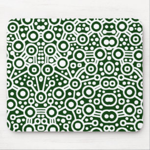 Alien Circuit II - White and Dark Green Mouse Mat