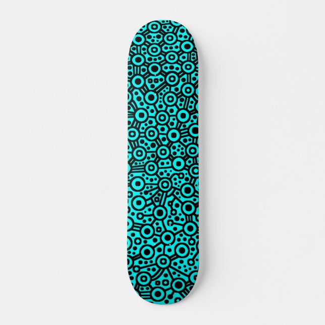 Alien Circuit III - Black on Cyan Skateboard (Front)