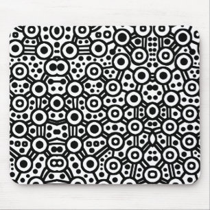 Alien Circuit III - Black on White Mouse Mat