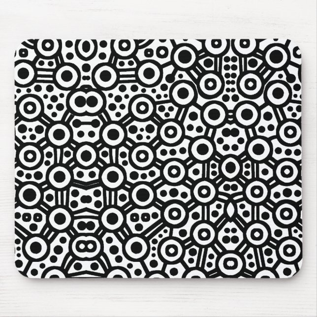 Alien Circuit III - Black on White Mouse Mat (Front)
