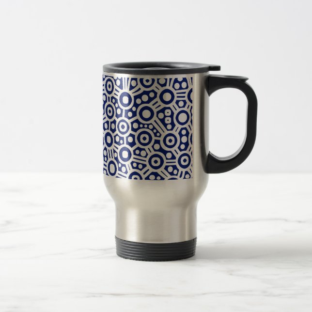 Alien Circuit - White on Blue Travel Mug (Right)