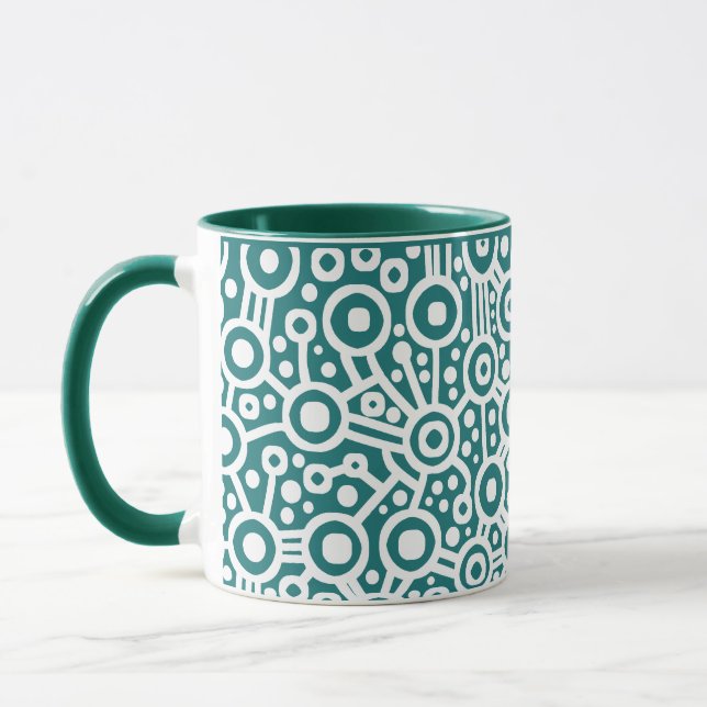 Alien Circuit - White on Hunter Green Mug (Left)