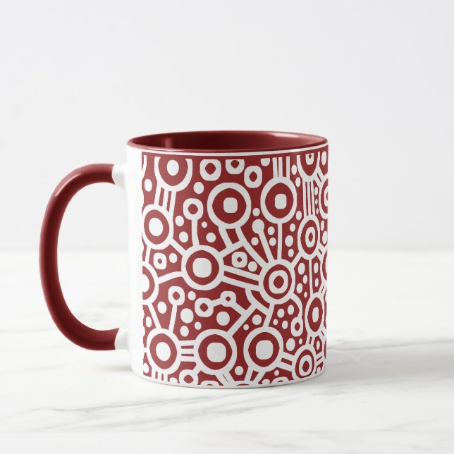 Alien Circuit - White on Maroon Mug (Left)