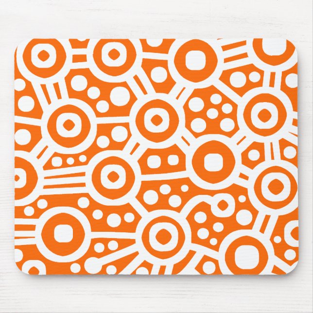 Alien Circuit - White on Orange Mouse Mat (Front)