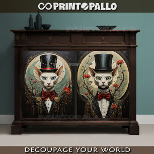 Alien connection - Cats couple with top hat Tissue Paper