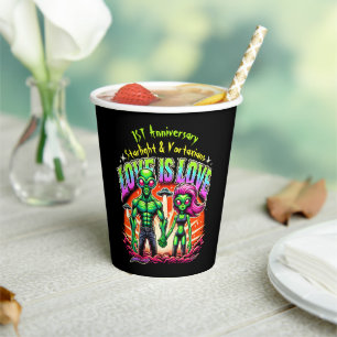 Alien Couple in Cosmic Love Paper Cups