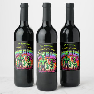Alien Couple in Cosmic Love Wine Label
