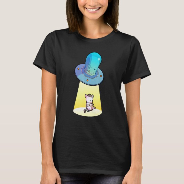 Alien Cow Abduction Extraterrestrial Ufo Conspirac T-Shirt (Front)