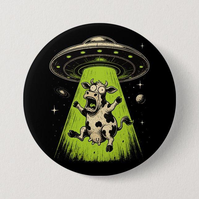 Alien Cow Abduction Weirdcore Surreal 7.5 Cm Round Badge (Front)