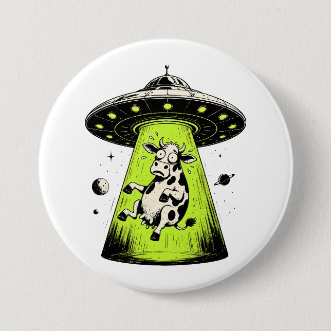 Alien Cow Abduction Weirdcore Surreal 7.5 Cm Round Badge (Front)