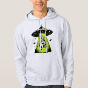 Alien Cow Abduction Weirdcore Surreal Hoodie