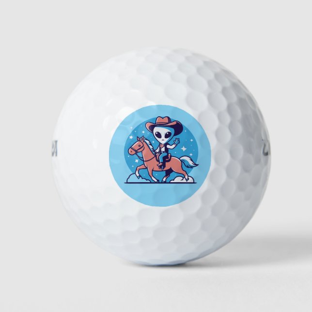 ALIEN COWBOY FUNNY GOLF BALL (Front)