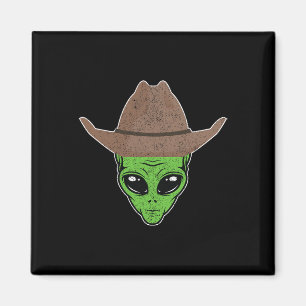 Alien Cowboy Hat Fun Halloween Gift for Outer Spac Magnet