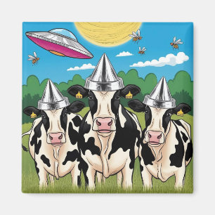 Alien Cows Tin Foil Hats, UFO UAP Magnet