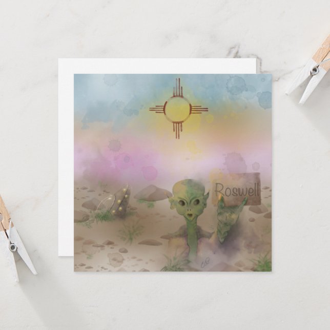 Alien Crash spaceship Roswell New Mexico  Invitation (Front/Back In Situ)