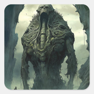 Alien Creature Sci-fi Horror Art Square Sticker