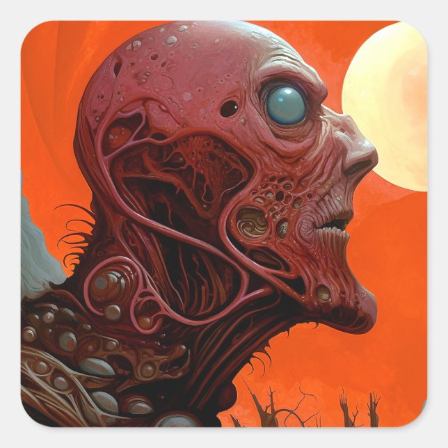 Alien Creature Sci-fi Horror Art Square Sticker (Front)