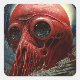 Alien Creature Sci-fi Horror Art Square Sticker
