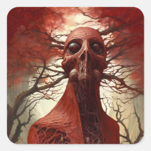 Alien Creature Sci-fi Horror Art Square Sticker