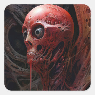 Alien Creature Sci-fi Horror Art Square Sticker