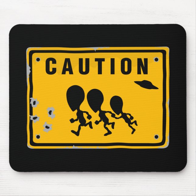 Alien Crossing Sign Mouse Mat (Front)
