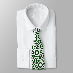 Alien Curcuit Abstract II - White on Dark Green Tie
