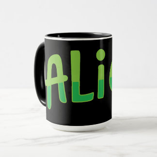 Alien Cute Playful Space Alien Green Typography Mug