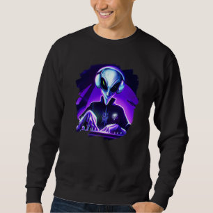 Alien Cyborg DJ Robot Record Techno Music Cool Ali Sweatshirt