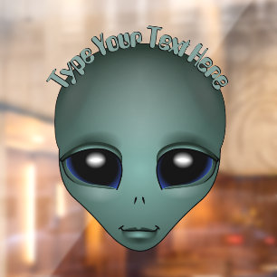 Alien Decal Custom Cute Alien Grey Window Cling
