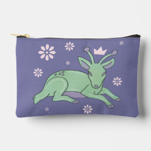 Alien Deer Folk Art Whimsical Green Fawn Accessory Pouch