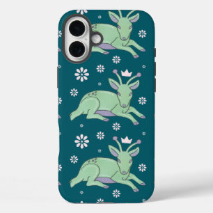Alien Deer Folk Art Whimsical Green Fawn iPhone 16 Plus Case