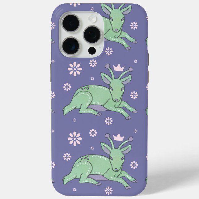 Alien Deer Folk Art | Whimsical Green Fawn Case-Mate iPhone Case (Back)