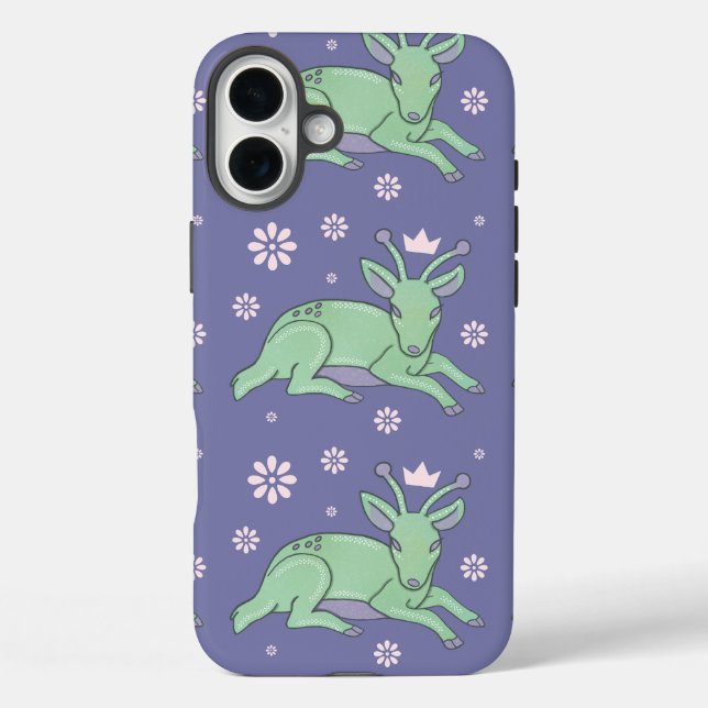 Alien Deer Folk Art | Whimsical Green Fawn Case-Mate iPhone Case (Back)
