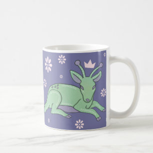 Alien Deer Folk Art   Whimsical Green Fawn Coffee Mug
