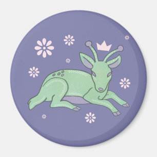Alien Deer Folk Art Whimsical Green Fawn Magnet