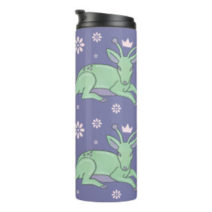 Alien Deer Folk Art Whimsical Green Fawn Thermal Tumbler