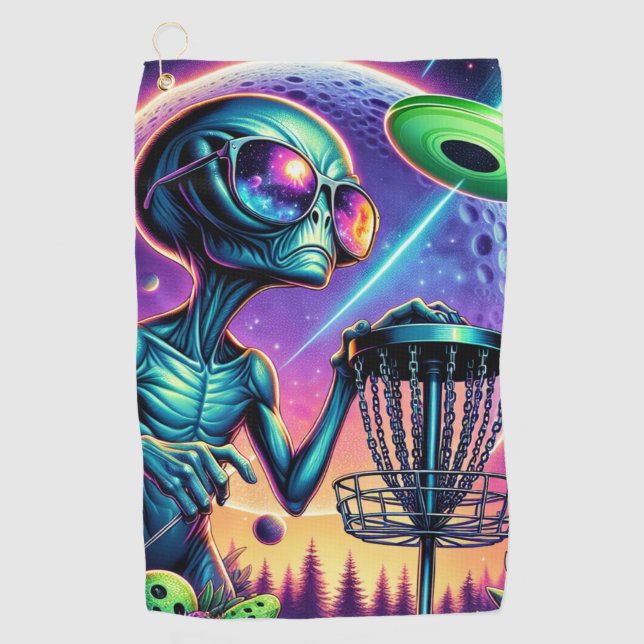 Alien Disc Golf   Golf Towel (Front)