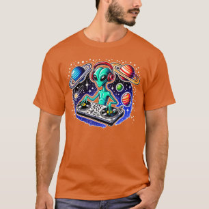 Alien DJ Funny Cosmic Space Rave EDM Music Festiva T-Shirt