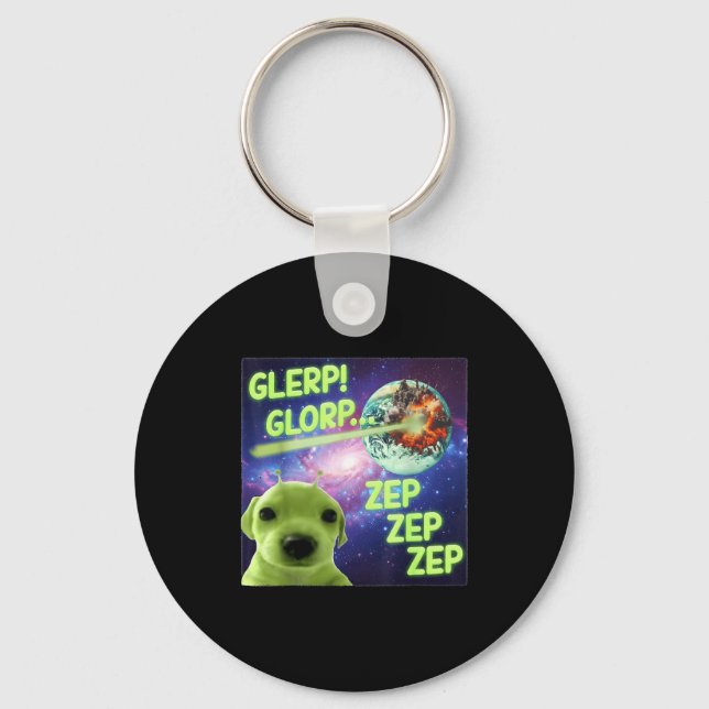 Alien Dog Meme Glerp Glorp Funny Space Laser Gift  Key Ring (Front)
