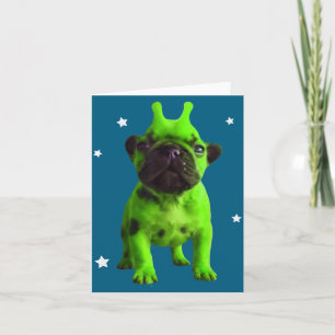 Alien Dog Meme Retro Silly Dog Vintage Space Bble Card