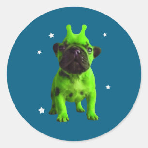 Alien Dog Meme Retro Silly Dog Vintage Space Bble Classic Round Sticker