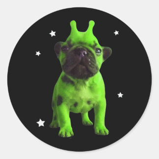 Alien Dog Meme Retro Silly Dog Vintage Space Classic Round Sticker