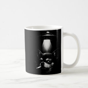 Alien Dog Smoking Cigarette Ufo Tee Funny Chihuahu Coffee Mug