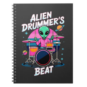 Alien Drummer's Beat T-shirt - Funky Alien Graphic Notebook