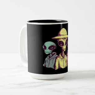 Alien Duo Coffee Mug – Retro Sci-Fi