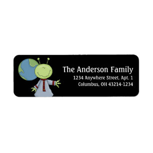 Alien & Earth Space Theme Return Address Label