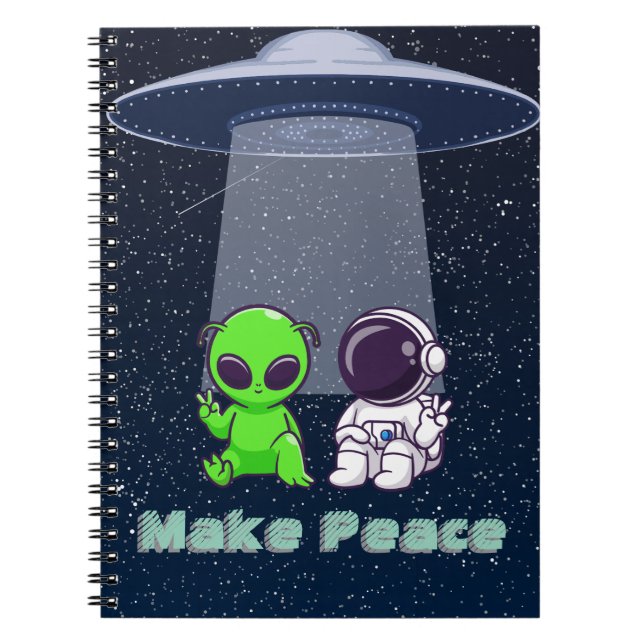 Alien & Earthling Peace on a notebook (Front)