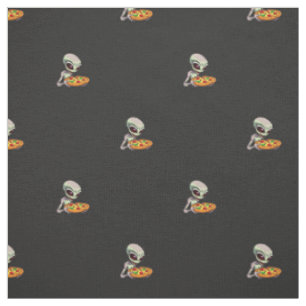 alien eating pizza fabric